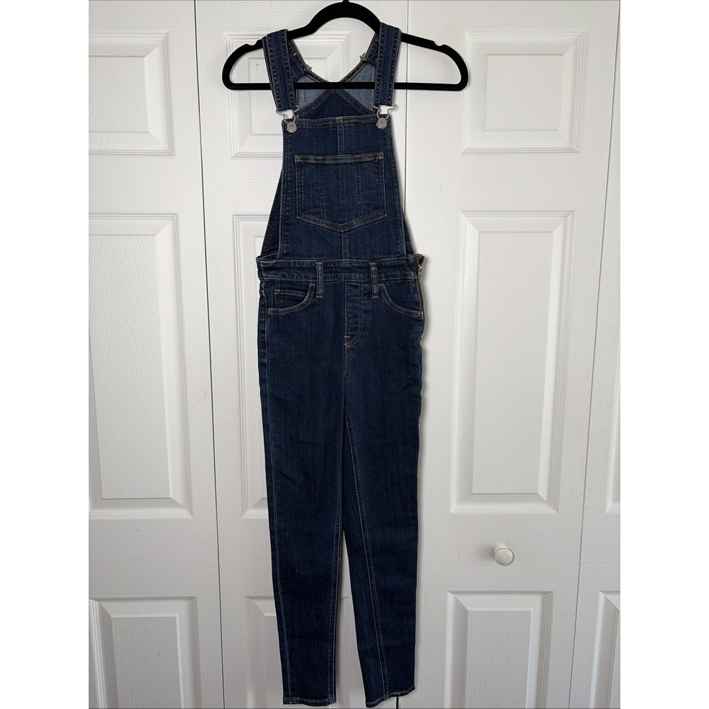 Levi‎ Strauss Skinny Denim Overalls Womens Size 24 Dark Wash Stretch Y2K Cotton